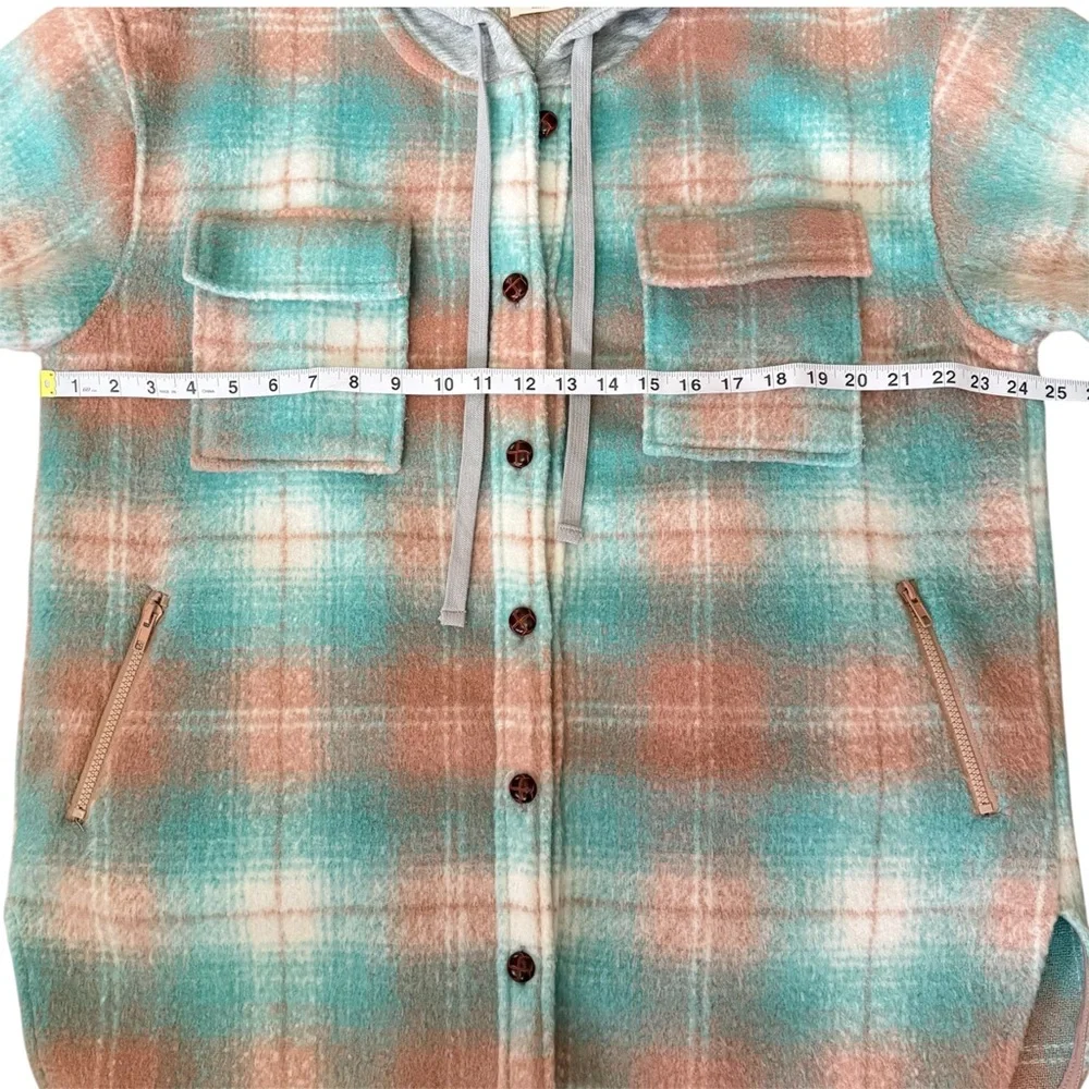 Allie Rose Hooded Plaid Shacket - Size L